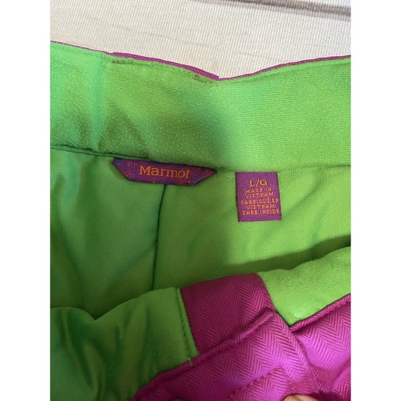 Marmot Girl’s Ski Snowboard Snow Pants in Fuschia Pink And Green Sz L - Picture 4 of 13